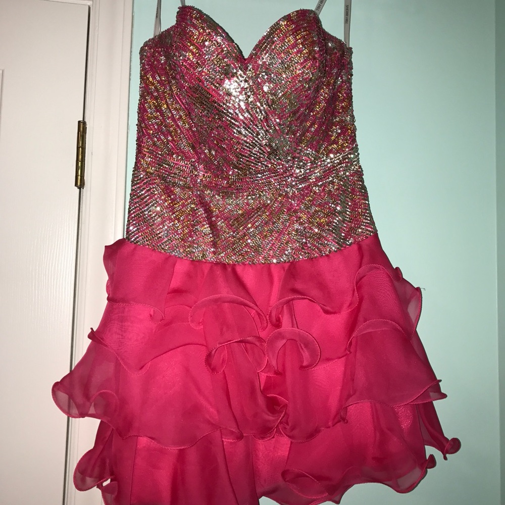 Sherri Hill 8422 short ruffled pink dress - Picture 5 of 7