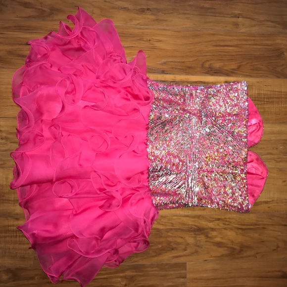 Sherri Hill 8422 short ruffled pink dress - Picture 2 of 7