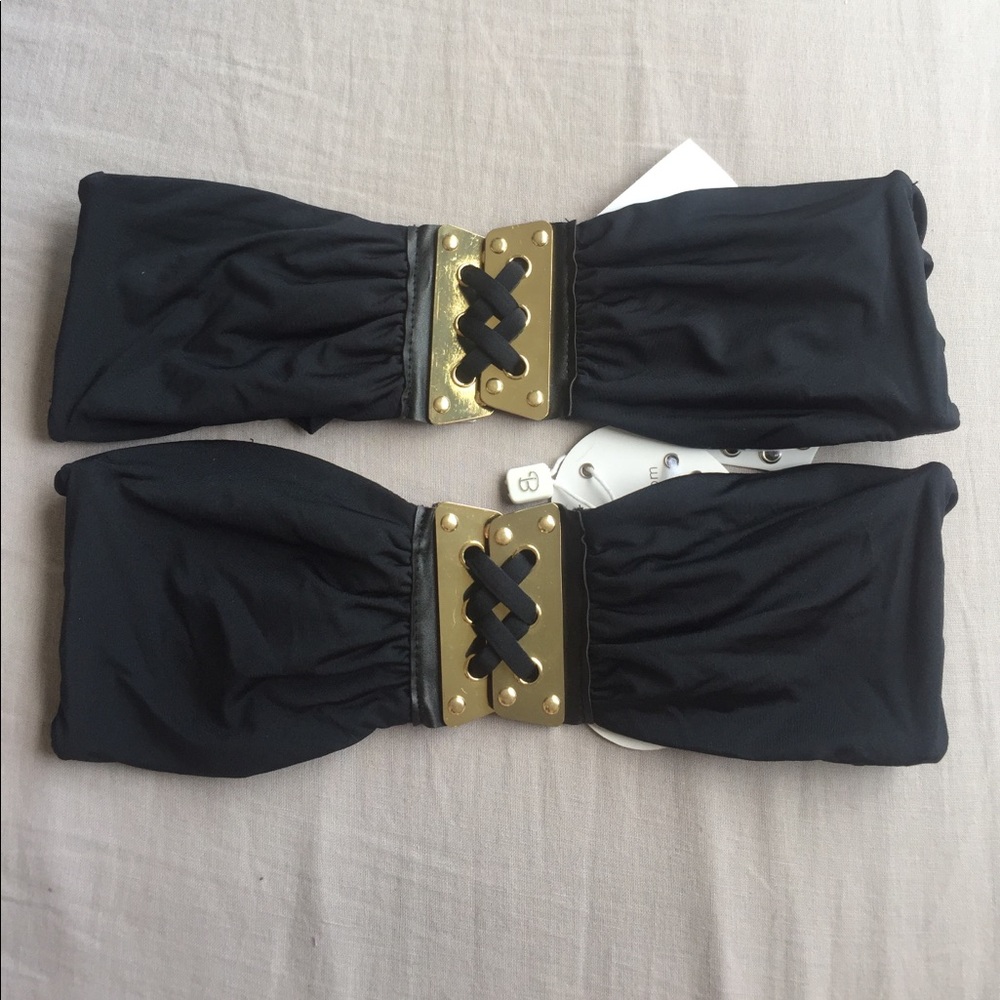 Black laced bikini bandeau top