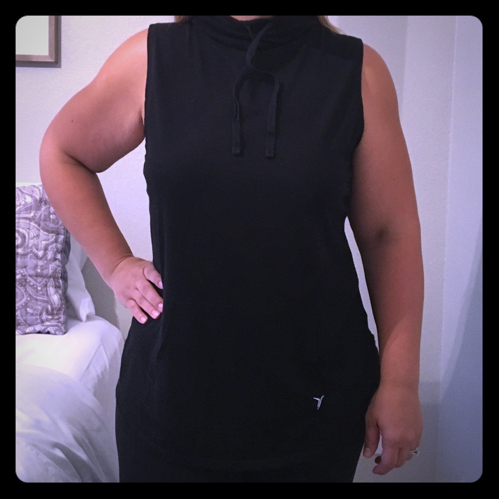 High neck, black, mesh, sleeveless muscle tee