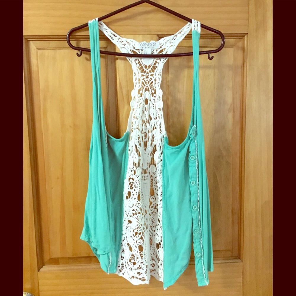Forever21 -Button front lace back tank