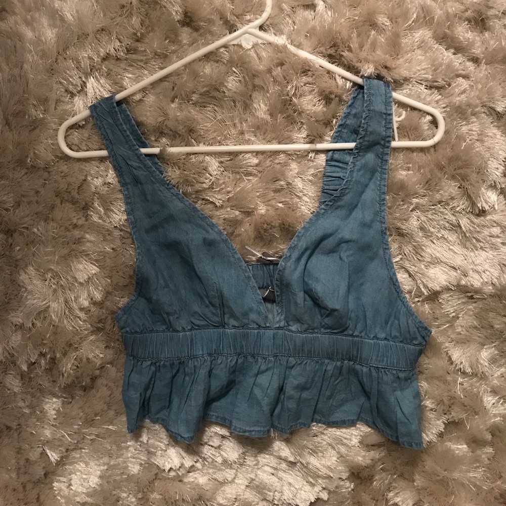 Denim crop bralette