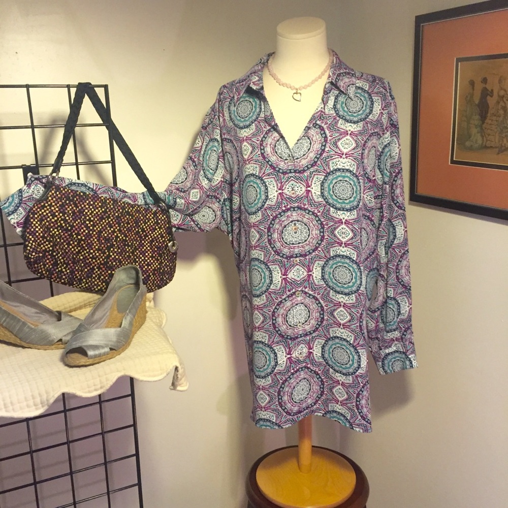 Foxcroft Button Down Long Sleeve NWOT Blouse 20W