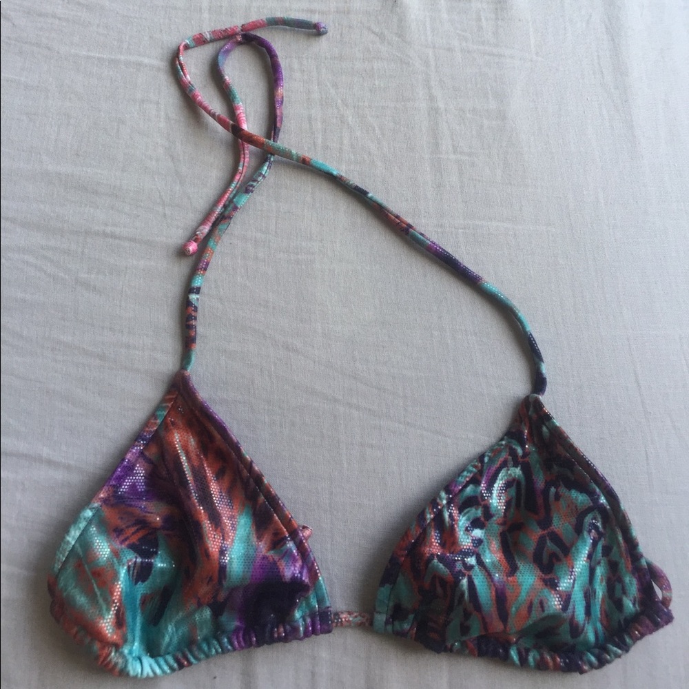 Shiny multicolour bikini top