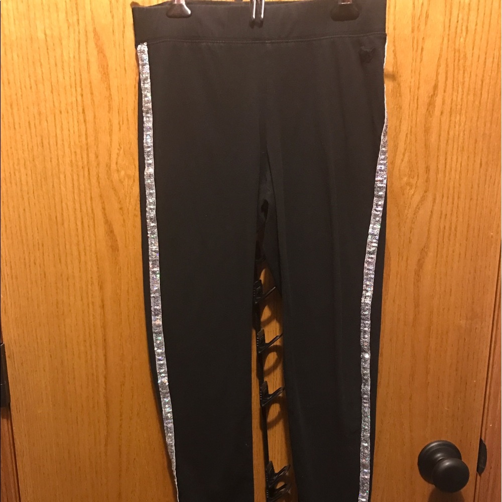 Victoria's Secret Pink Black Sequin leggings