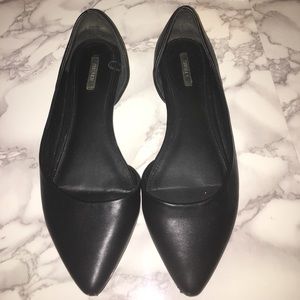 NEW! LADIES BLACK & BLUSH POINTED TOE BALLET FLATS
