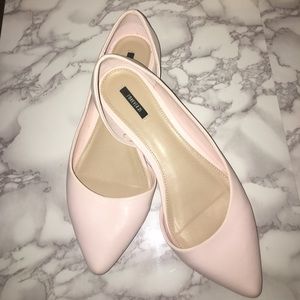 NEW! LADIES BLACK & BLUSH POINTED TOE BALLET FLATS