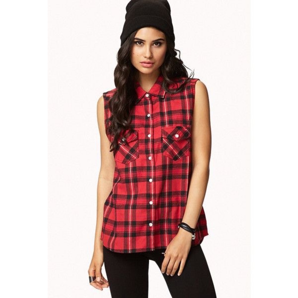 NWOT Cutoff Plaid Shirt