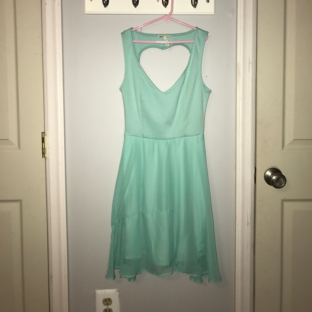 Teal heart cut dress