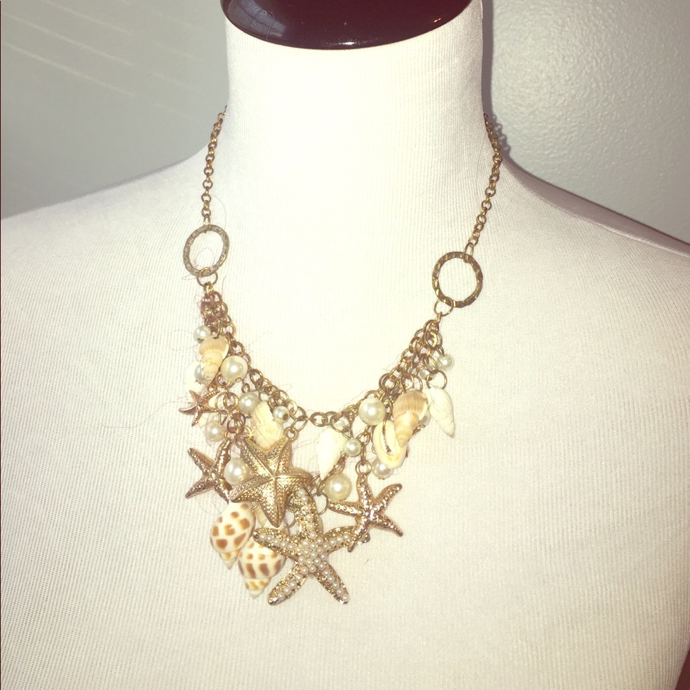 Ariel starfish pearl shell necklace Halloween