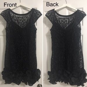 Jessica Simpson Ruffled Lace Black Cocktail Dress