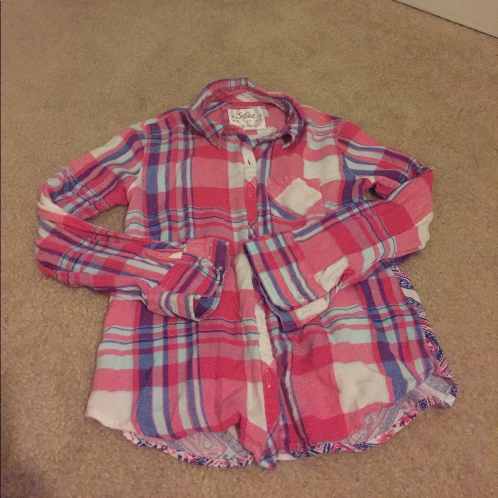 Girls faux flannel button up