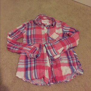 Girls faux flannel button up