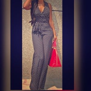 Blue & White Polka Dot Jumpsuit