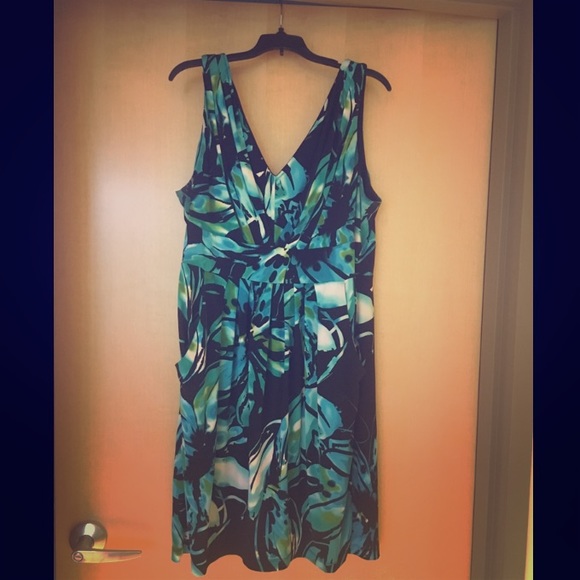 Blue floral pattern Sleeveless dress with POCKETS! - Picture 2 of 6