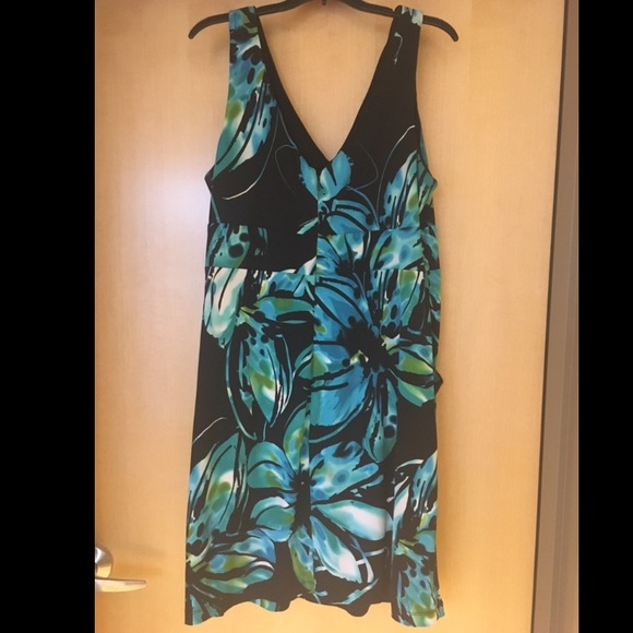 Blue floral pattern Sleeveless dress with POCKETS! - Picture 4 of 6