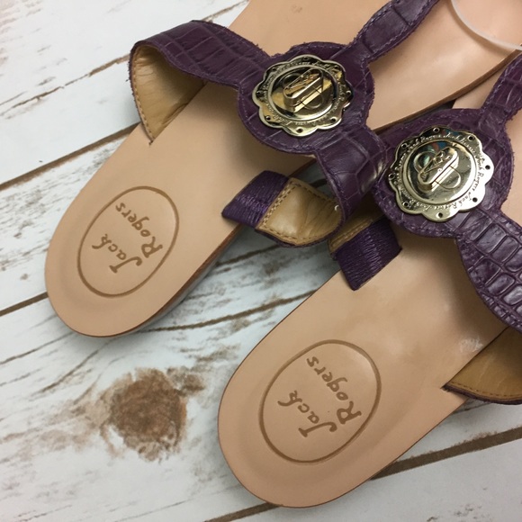 Jack Rogers Purple Lilah Croc Embossed Thong - Picture 2 of 6