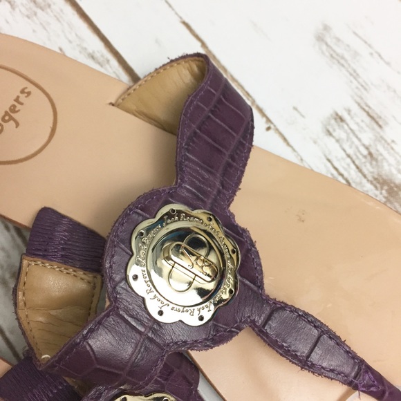 Jack Rogers Purple Lilah Croc Embossed Thong - Picture 3 of 6