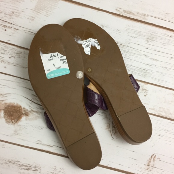 Jack Rogers Purple Lilah Croc Embossed Thong - Picture 5 of 6