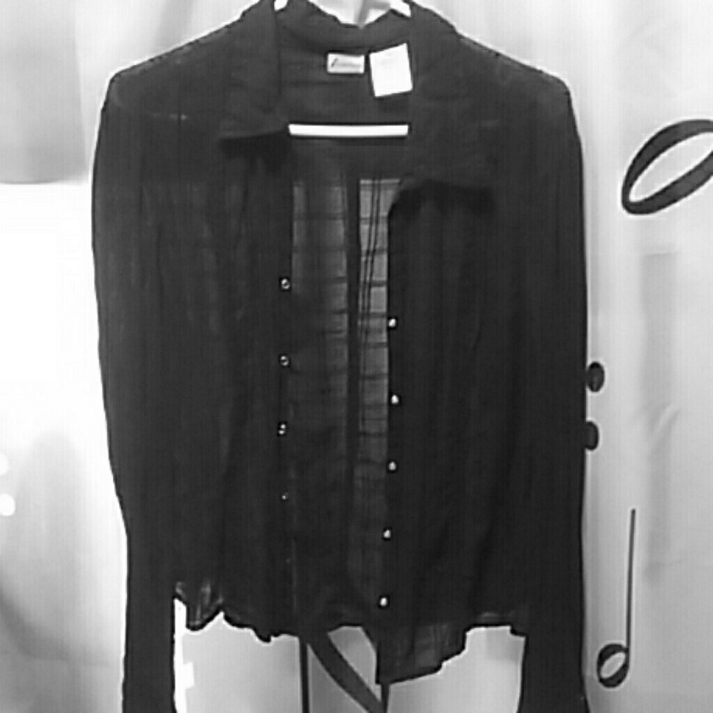 Light weight sheer button down cover up shirt