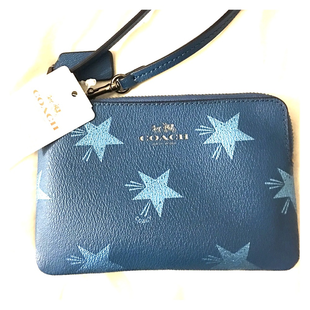 Blue COACH Wristlet