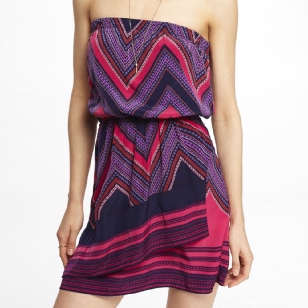 Express purple scarf print tube dress