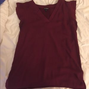 Express maroon flutter sleeve top