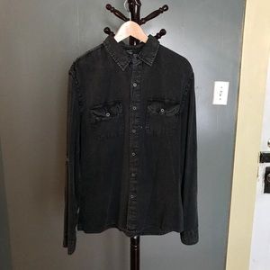 Men's Black Western Casual Button Shirt