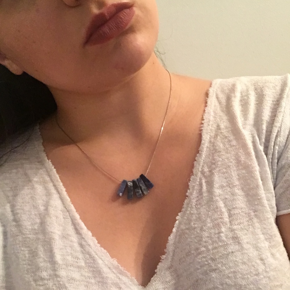 Dainty Gem Stone/Crystal Necklace on Silver Chain