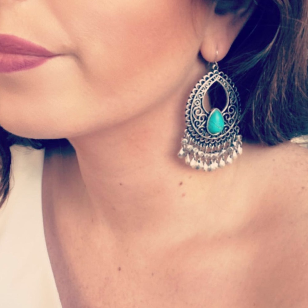 Boho earrings || Turquoise stone