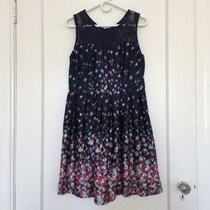 Navy / Pink / White Fit-and-Flare Party Dress