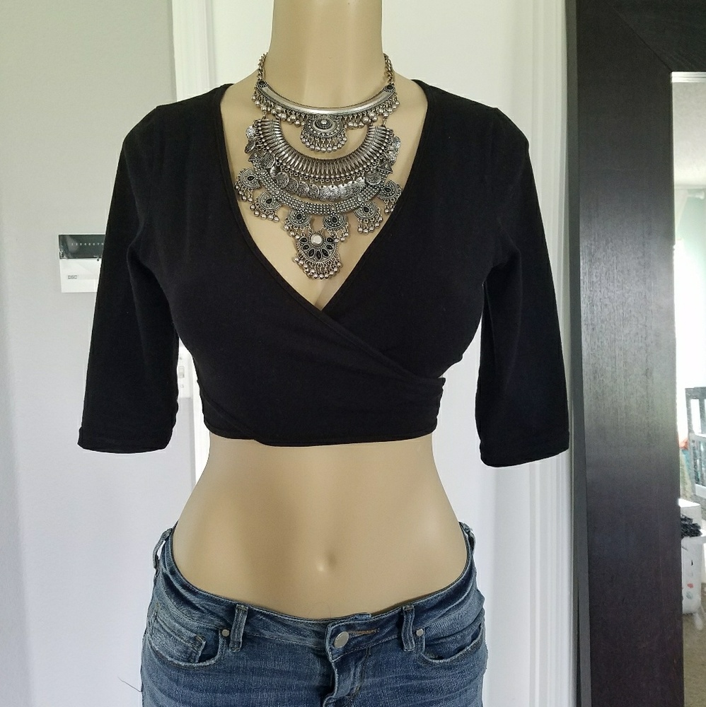 Asos Black Open Back Crop top