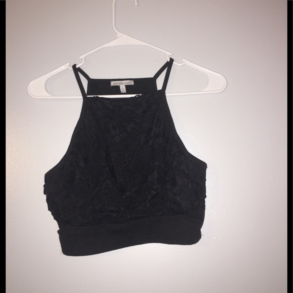 Black lace crop top