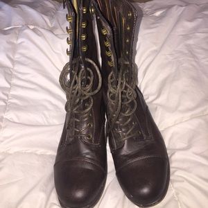 brown combat boots
