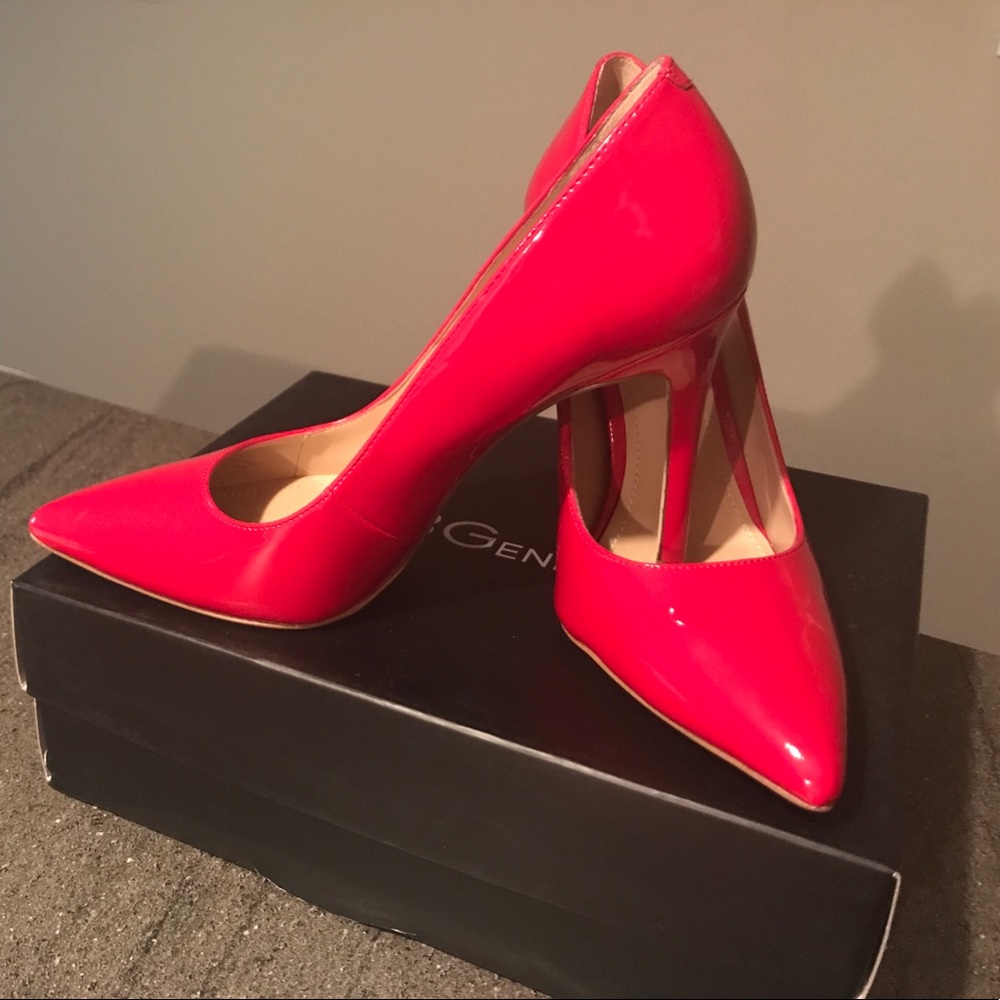 BCBG Lipstick Red high heels