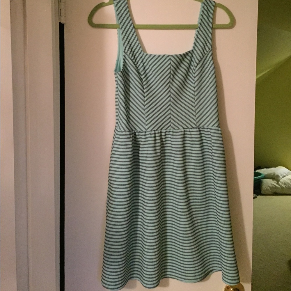 Mint green and black strip dress