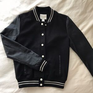 Forever 21 Faux Leather Varsity Bomber Jacket