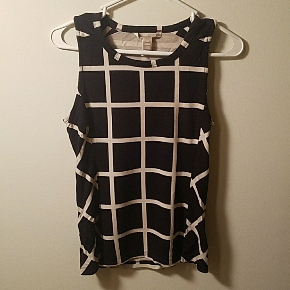 BANANA Republic Black & Ivory Checked Tank