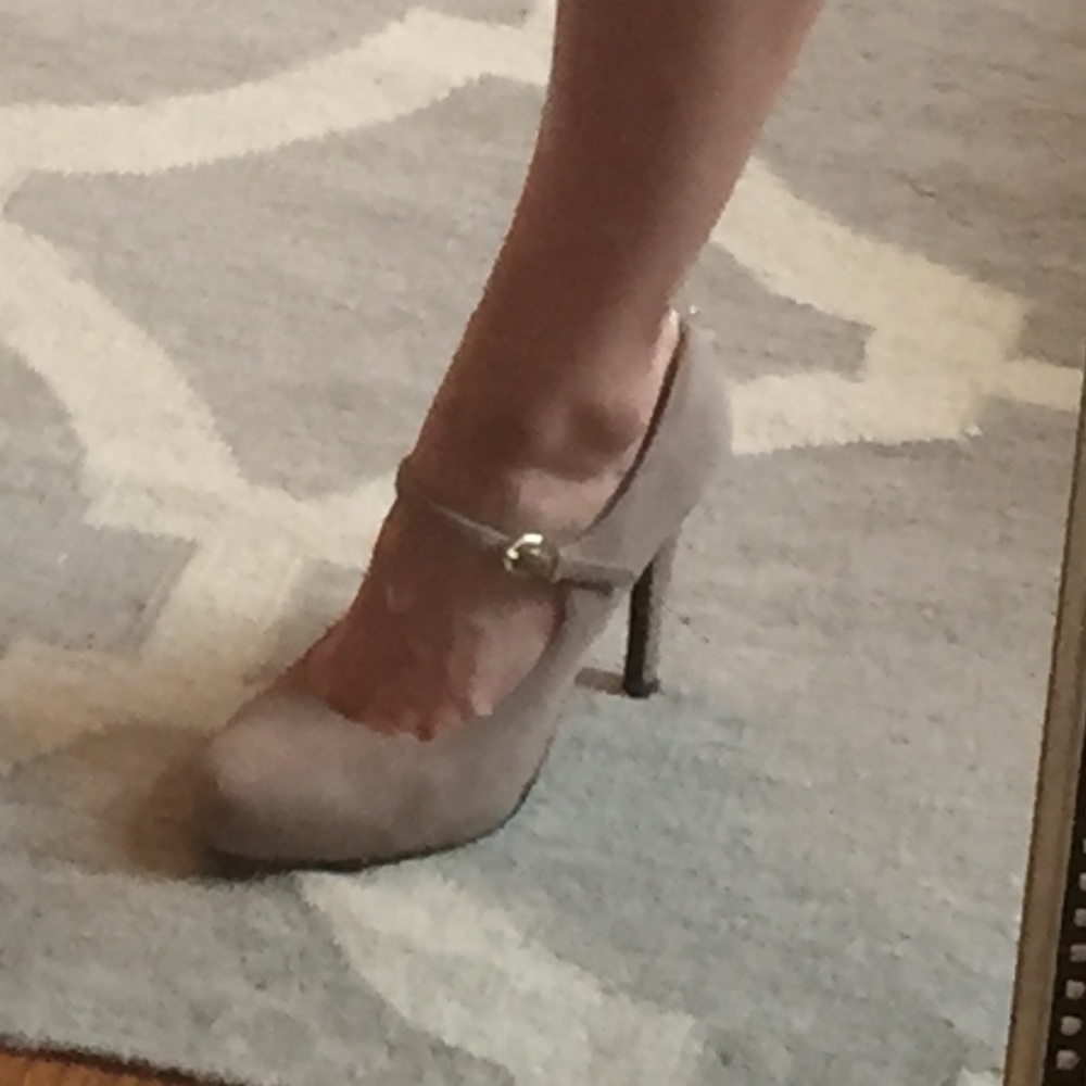 Guess Nude Suede Closed Toe Strap Pumps