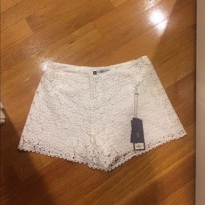 high waisted white crochet shorts