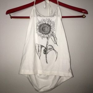 White sunflower halter top