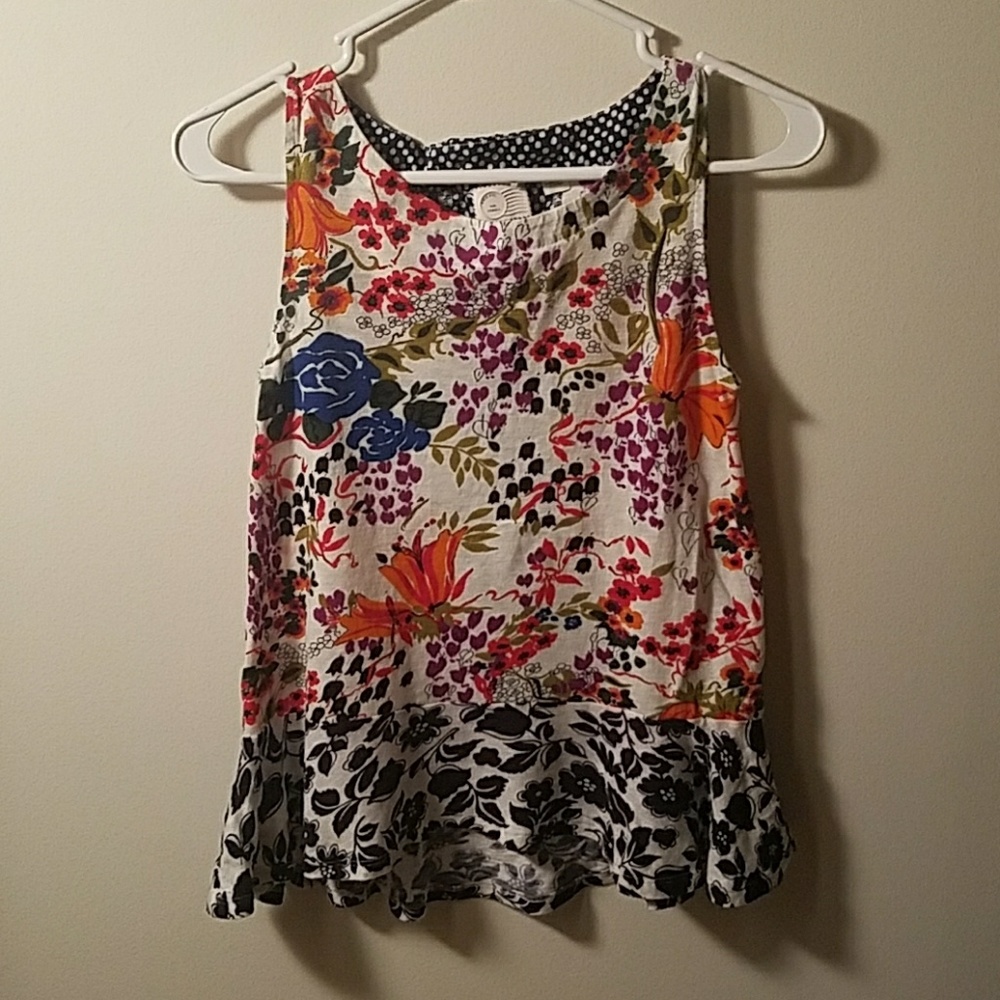 Multi Floral Tank Top w/ Tie in Back