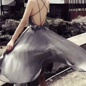 Metallic silver strap dress