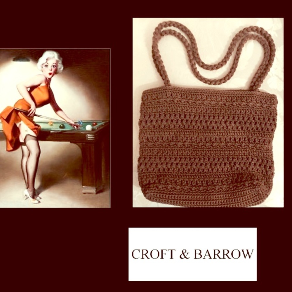 CROFT & BARROW Chocolate Crochet Crossbody - Picture 3 of 8