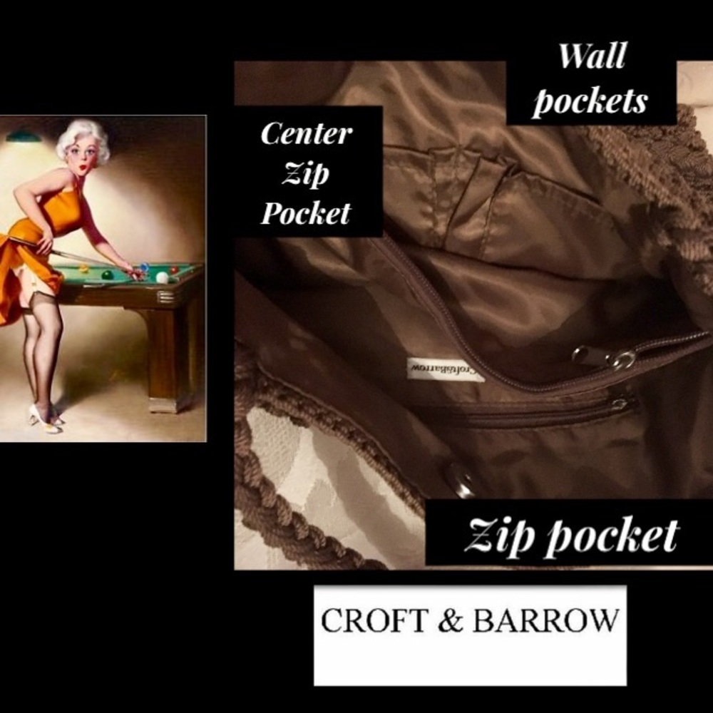 CROFT & BARROW Chocolate Crochet Crossbody - Picture 6 of 8