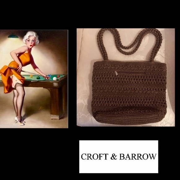 CROFT & BARROW Chocolate Crochet Crossbody - Picture 4 of 8
