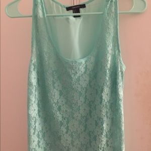 Mint tank with lace front!