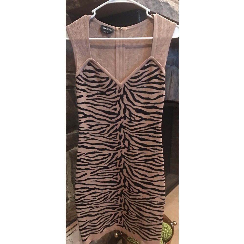 Bebe Zebra Print Body Con Dress Size Small