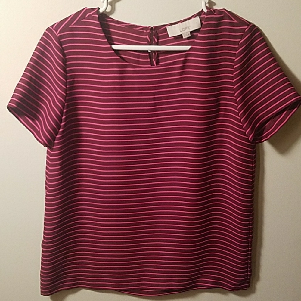 Loft Pink and Maroon Box cut Short Sleeve