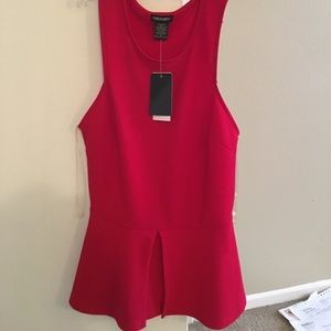Red sleeveless peplum top